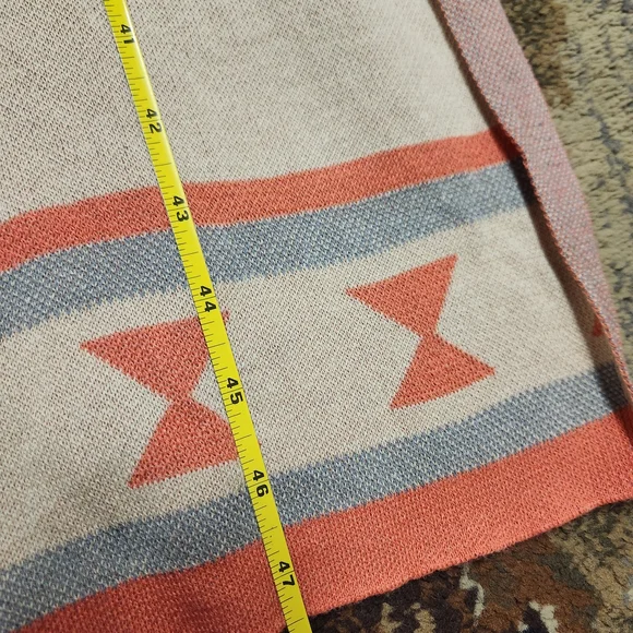 Geometric Patterned Cardigan - Cream and Orange - Picture 5 of 11